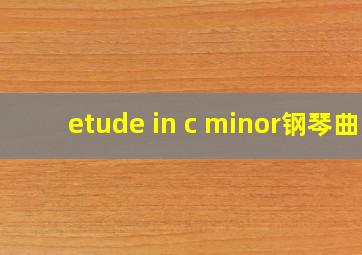 etude in c minor钢琴曲